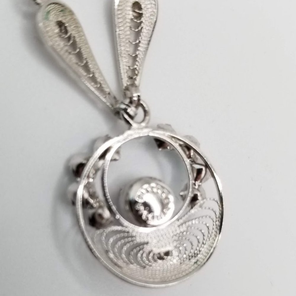 Dixelle Vintage Sterling Necklace & Screw-on Earring Set AB Rhinestone - Picture 6 of 13